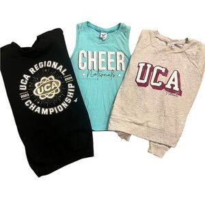 Varsity Cheer UCA Nationals Tops. Lot of 3. Sweatshirts Size M, Tank Size Small.